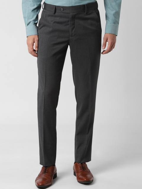 

Peter England Men Grey Slim Fit Self Design Formal Trousers