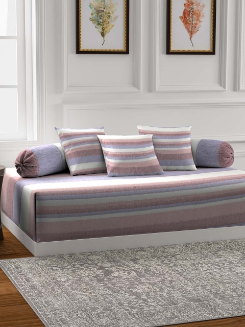 

NEUDIS Set of 6 Pink & Blue Striped Hand Woven Diwan