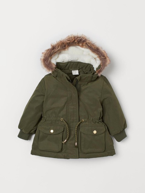

H&M Girls Green Solid Padded Parka