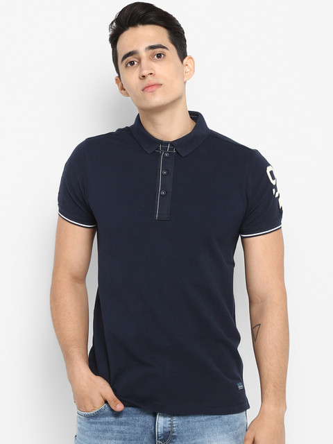 

SPYKAR Men Navy Blue Printed Polo Collar T-shirt