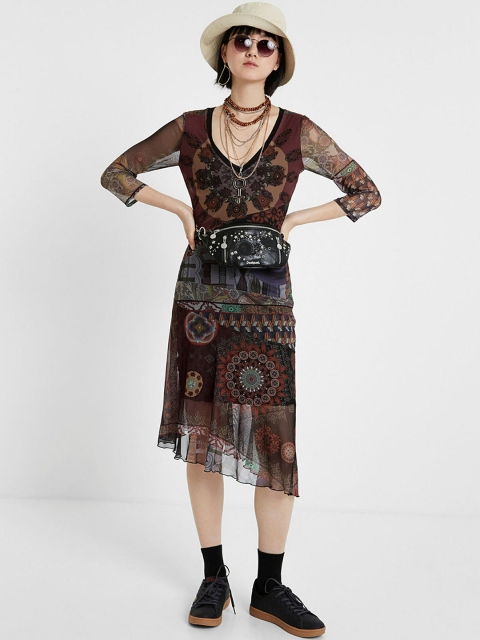 

Desigual Women Printed Multicoloured Fit and Flare Dress, Multi