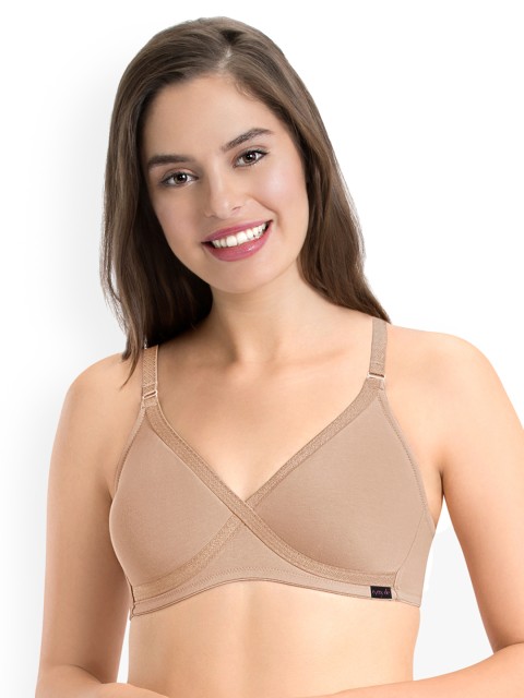 

every de by amante Beige Solid Non-Wired Non-Padded Crossover Bra EB014