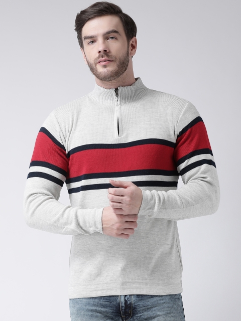 

COBB Men Grey & Red Striped Sweater