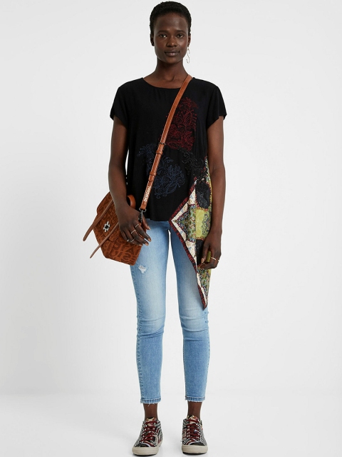 

Desigual Women Black Printed A-Line Top