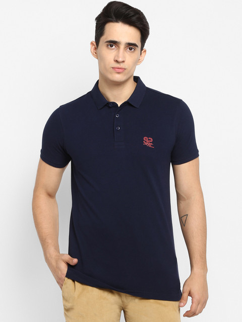 

SPYKAR Men Navy Blue Solid Polo Collar T-shirt