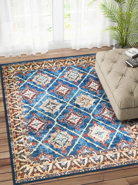

Status Blue & Beige Printed Nylon Anti-Skid Carpet