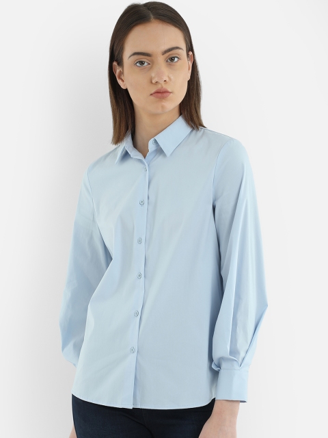 

COVER STORY Women Blue Regular Fit Solid Casual Shirt