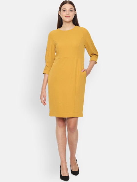 

Van Heusen Woman Yellow Solid Sheath Dress