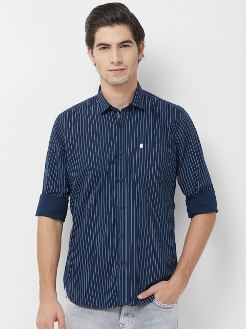 

Integriti Men Navy Blue Slim Fit Striped Casual Shirt