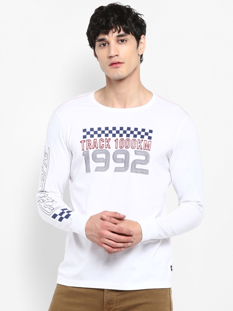 

SPYKAR Men White Printed Round Neck T-shirt