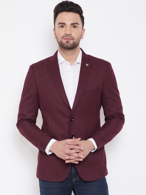 

Canary London Men Maroon Solid Slim-Fit Single-Breasted Blazer