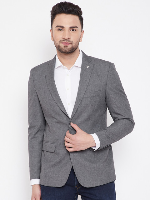 

Canary London Men Grey Solid Slim-Fit Single-Breasted Blazer