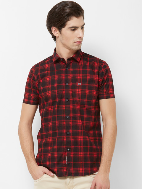

Integriti Men Black & Red Slim Fit Checked Casual Shirt