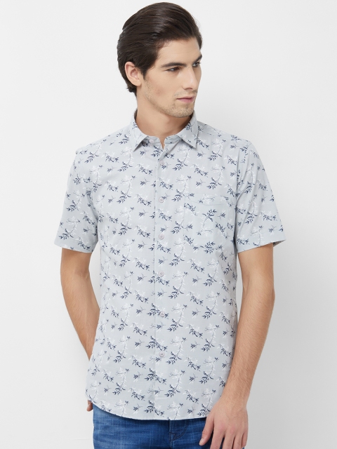 

Integriti Men Grey & Navy Blue Slim Fit Printed Casual Shirt