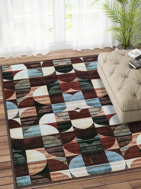

Status Maroon & Turquoise Blue Vintage Persian Nylon Anti-Skid Carpet
