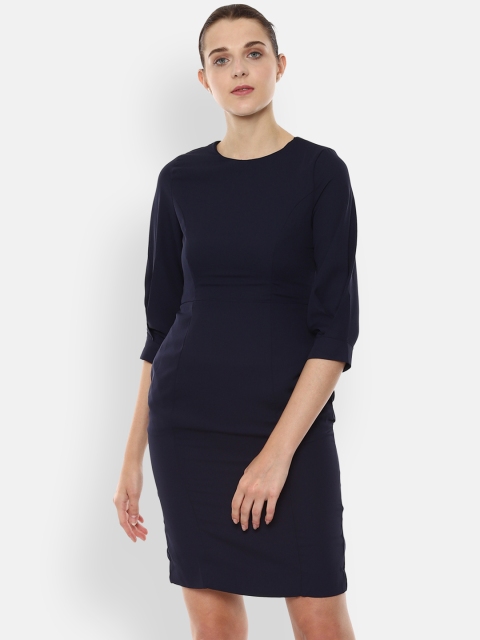 

Van Heusen Woman Navy Blue Solid Sheath Dress