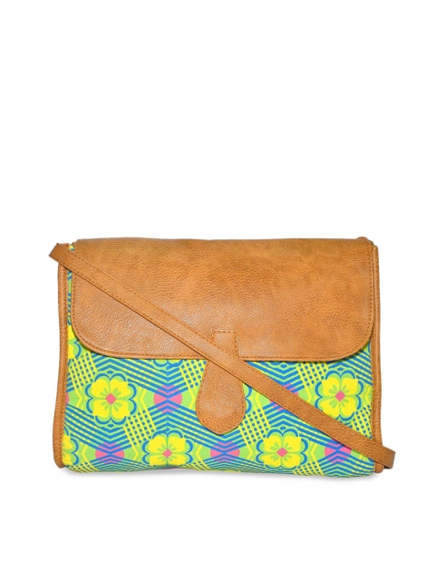 

Diwaah Tan Brown & Blue Printed Sling Bag