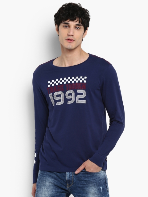 

SPYKAR Men Blue & White Printed Round Neck T-shirt