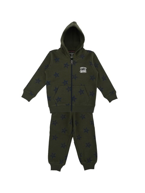 

Stupid Cupid Boys Olive Green Printed Tracksuit