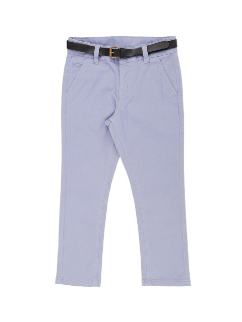 

Pantaloons Junior Boys Blue Regular Fit Solid Regular Trousers