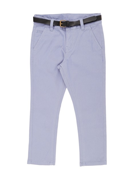 

Pantaloons Junior Boys Blue Regular Fit Solid Regular Trousers