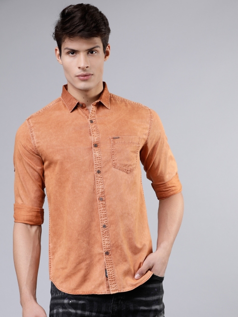 

Ecko Unltd Men Rust Orange Slim Fit Solid Casual Shirt