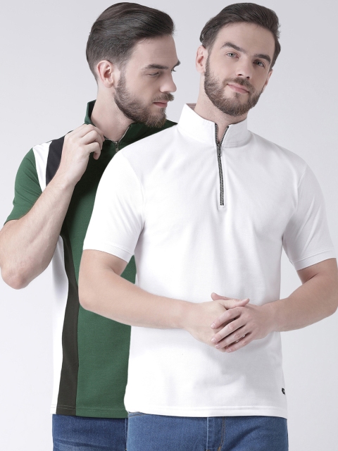 

GRIFFEL Men Pack Of 2 High Neck T-shirts, White
