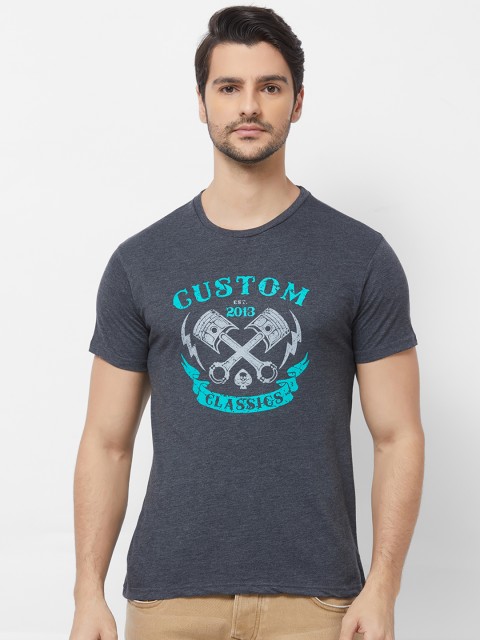 

Imagica Men Grey Printed Round Neck T-shirt