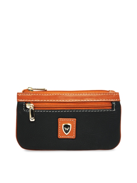

CALFNERO Unisex Black & Brown Solid Leather Coin Wallet