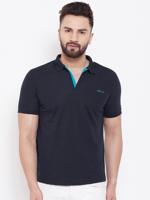 

Adobe Men Black Solid Polo Collar T-shirt