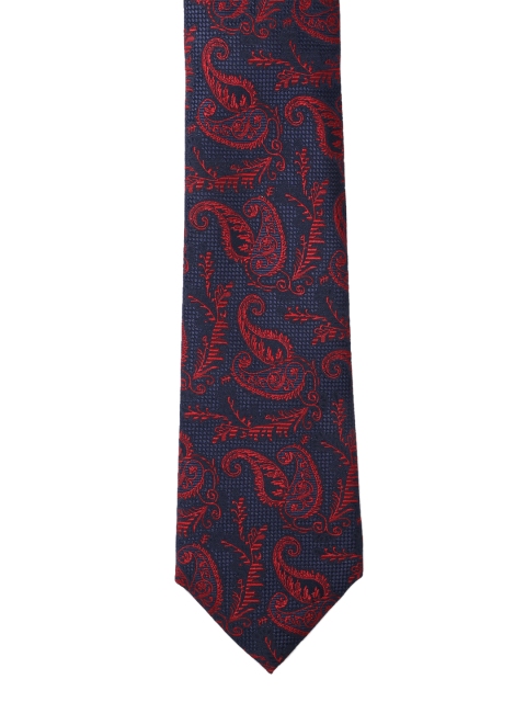 

Calvadoss Men Navy Blue & Red Woven Design Broad Tie