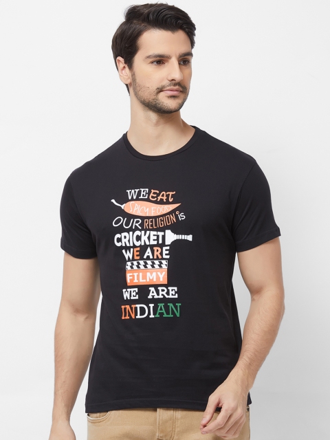 

Imagica Men Black Printed Round Neck T-shirt