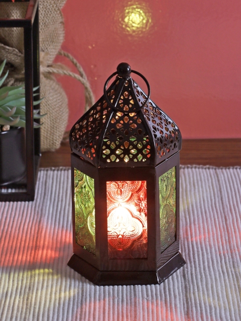 

TAYHAA Brown Textured Moroccan Table Lantern