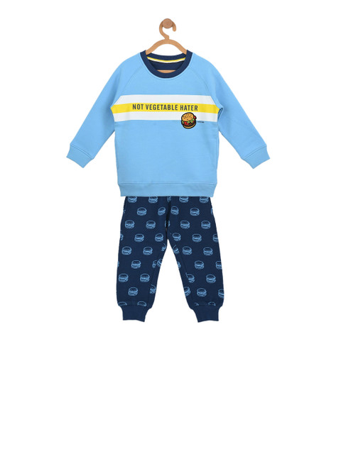 

Stupid Cupid Boys Blue Printed Tracksuit