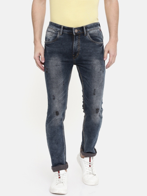 

CINOCCI Men Blue Slim Fit Mid-Rise Low Distress Jeans