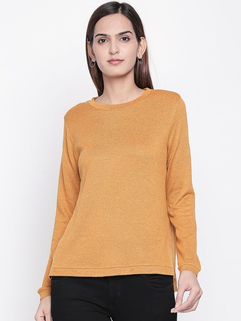

Honey by Pantaloons Women Mustard Brown Solid Round Neck T-shirt