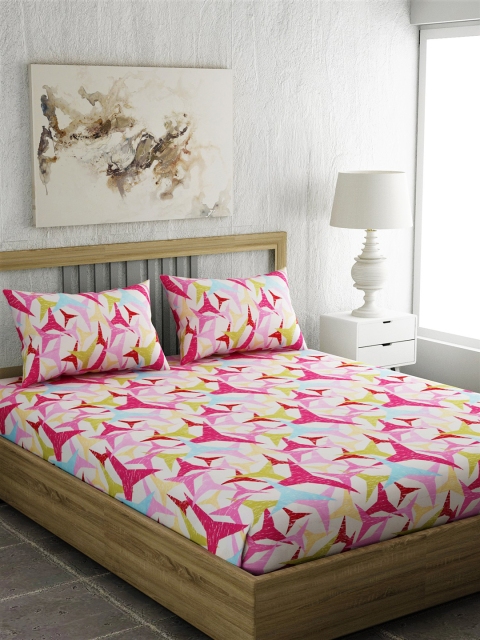 

EverHOME Multicoloured Geometric 210 TC Cotton 1 Queen Bedsheet with 2 Pillow Covers, Multi