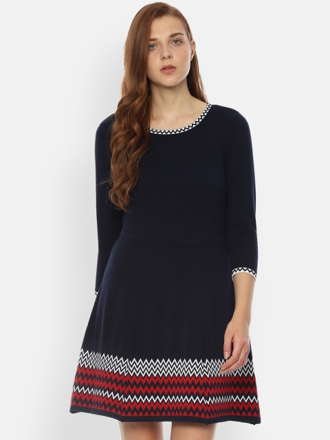 

Allen Solly Woman Women Printed Navy Blue A-Line Dress