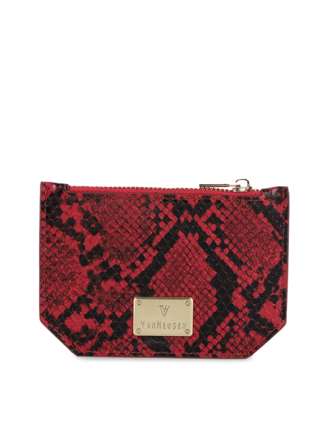 

Van Heusen Woman Red & Black Snakeskin Printed Clutch