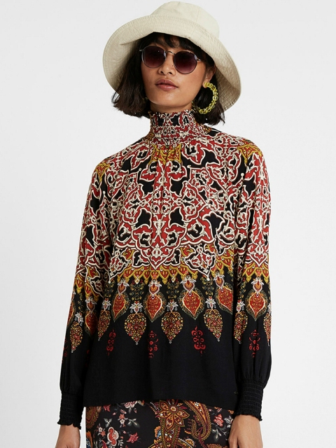 

Desigual Women Black Printed A-Line Top