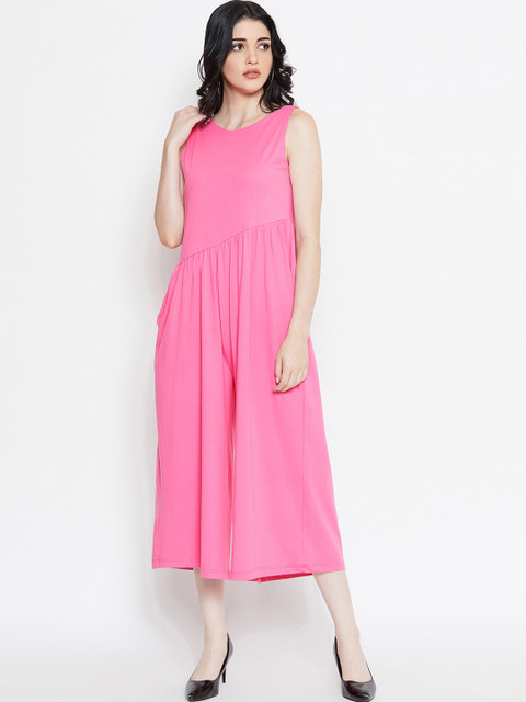 

THE SILHOUETTE STORE Women Pink Solid Culotte Jumpsuit