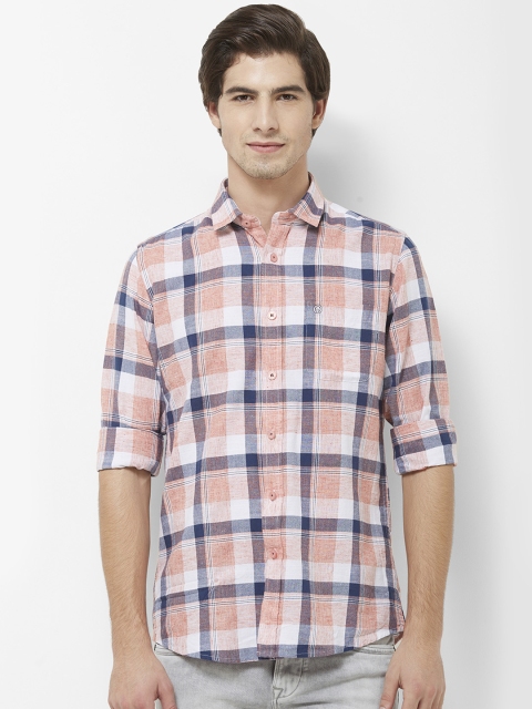 

Integriti Men White & Coral Slim Fit Checked Casual Shirt