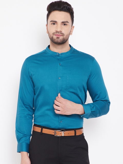 

Canary London Men Turquoise Blue Smart Slim Fit Solid Semiformal Shirt