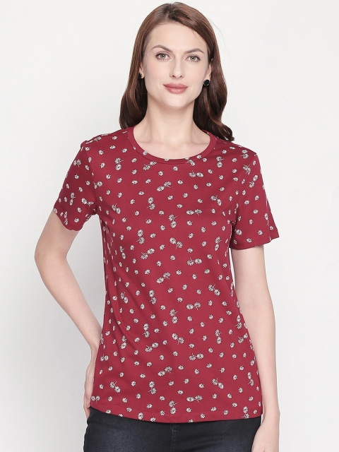 

Honey by Pantaloons Women Red Printed Round Neck T-shirt