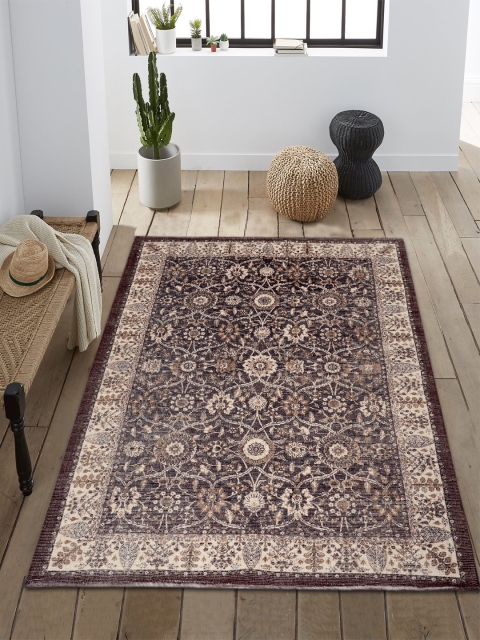 

Saral Home Maroon & Beige Floral Microfibre Polyester Digital Printed Anti-Skid Carpet
