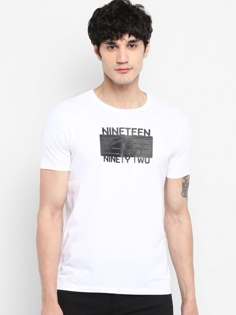 

SPYKAR Men White Printed Round Neck T-shirt