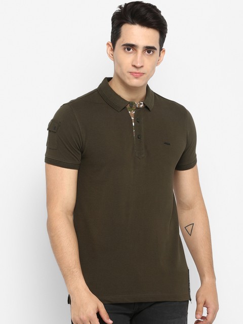 

SPYKAR Men Olive Green Solid Polo Collar T-shirt