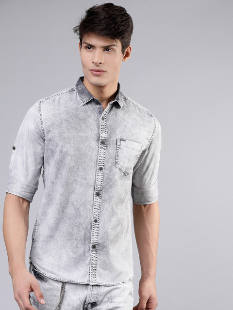 

Ecko Unltd Men Grey Slim Fit Faded Casual Shirt