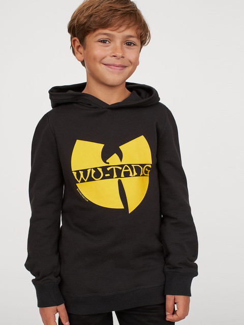 

H&M Boys Black & Yellow Printed Hooded Top