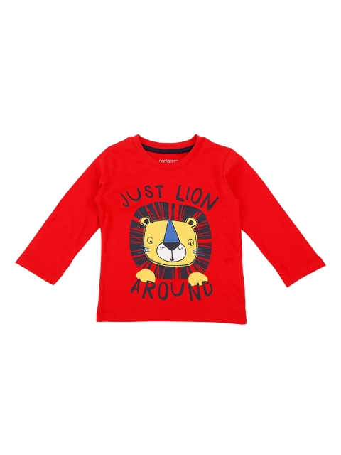 

Pantaloons Baby Boys Red Printed Round Neck Pure Cotton T-shirt